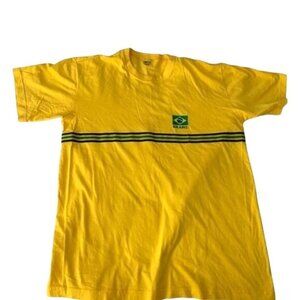 Brazil Flag Yellow T-Shirt With Stripes & Logo